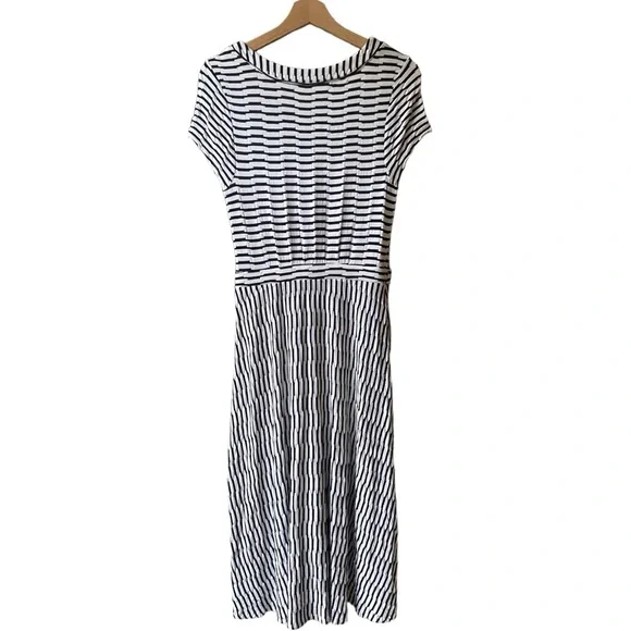 Anthropologie Paladino Maeve blue/ black and white midi stripped dress size S - Picture 8 of 13